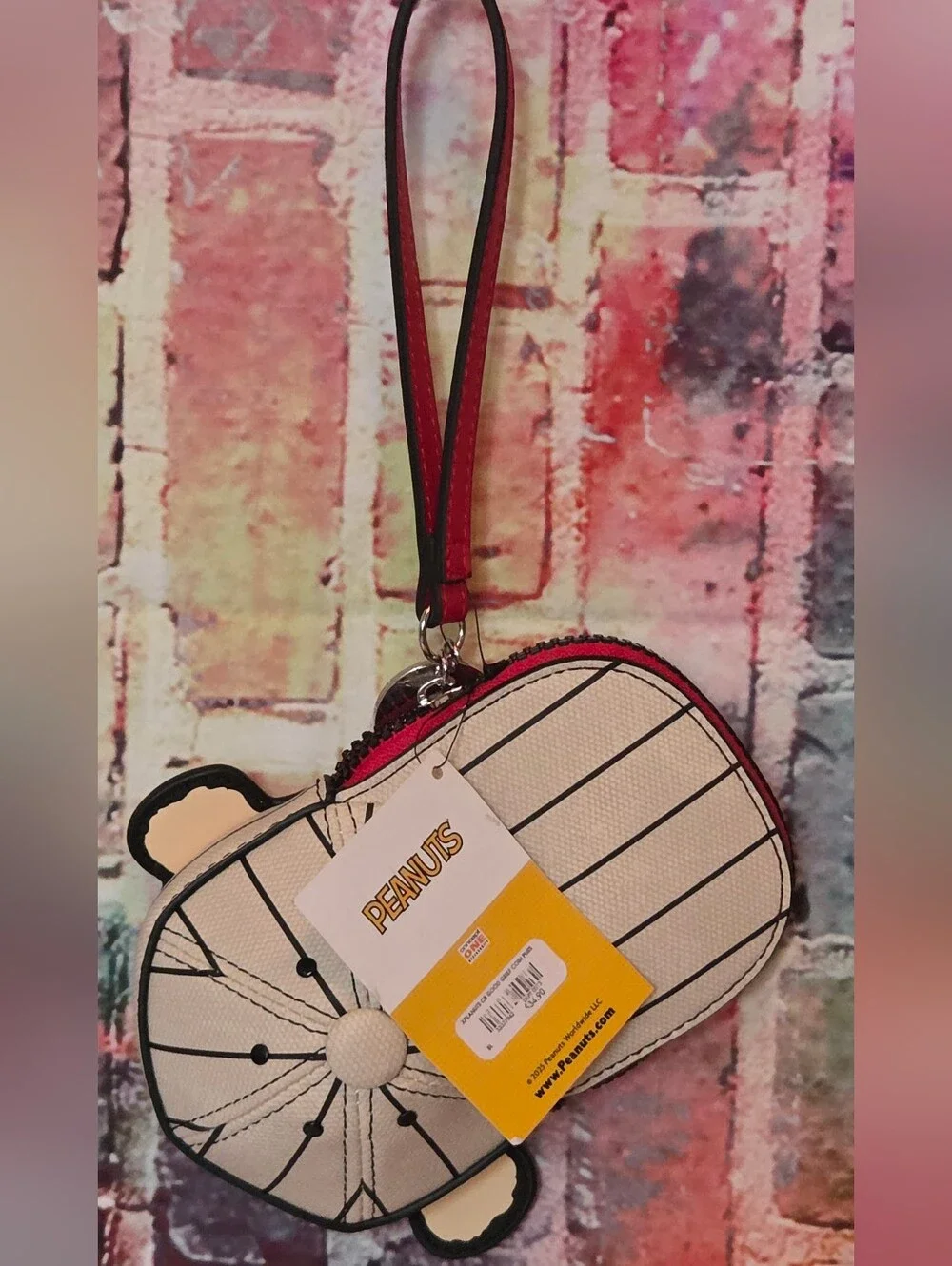 Peanuts Snoopy Cream & Black Wristlet Pouch with Red Trim NWT